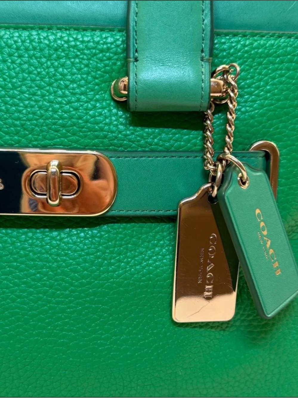 COACH Swagger Carryall 27 Satchel Pebble Leather Kelly Green | Style 34408 - Picture 8 of 13